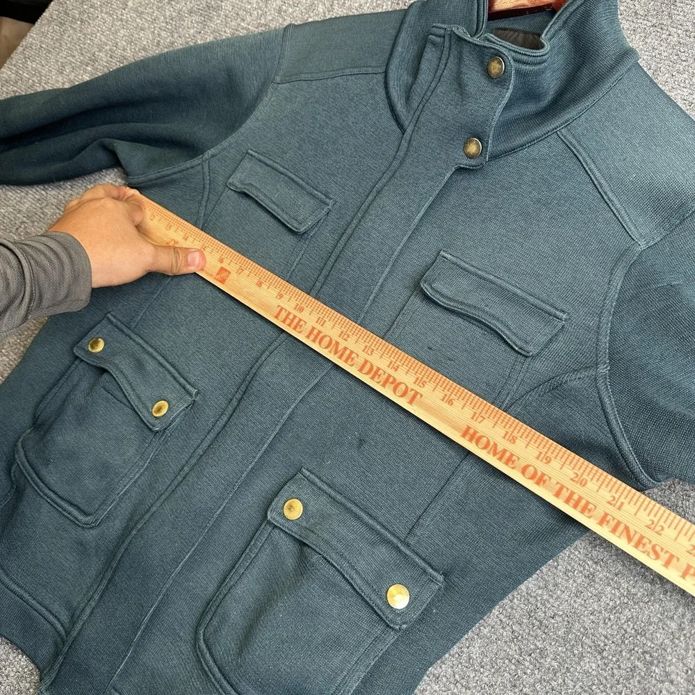 Patagonia Jacket Womens Small Green Cotton Knit Utility Field Full Zip Pockets